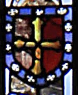 15th century stained glass in the east window of St Martin's Church, Stamford, Lincolnshire; Latimer coat of arms.