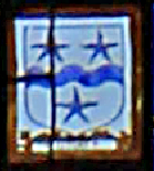 15th century stained glass in the east window of St Martin's Church, Stamford, Lincolnshire; Gylby (or Gilby) coat of arms.