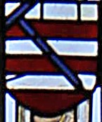 15th century stained glass in the east window of St Martin's Church, Stamford, Lincolnshire; Sempringham Priory coat of arms.
